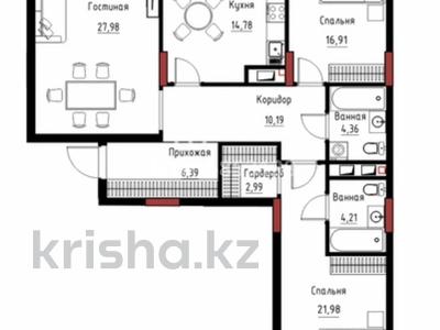 3-комнатная квартира · 109.68 м² · 7/12 этаж, пересечение пр. Мәңгілік Ел и ул. Хусейн бен Талал 9/3 за 84 млн ₸ в Астане, Есильский р-н
