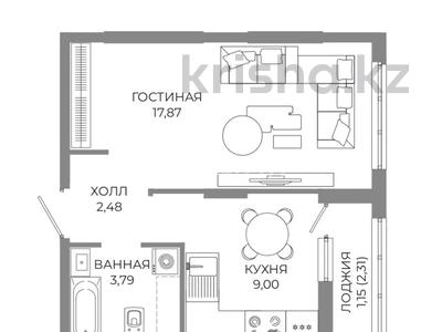 1-комнатная квартира · 35 м² · 6/9 этаж, пересечение ул. Калдаякова и ул. Жургенова за 22 млн ₸ в Астане, Сарайшык р-н