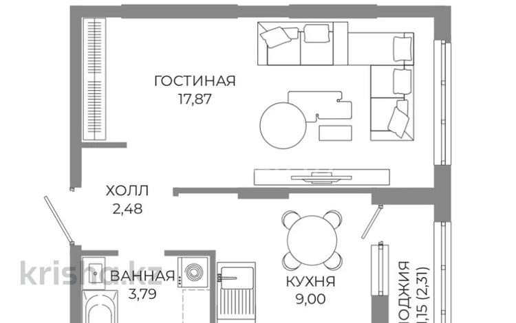 1-комнатная квартира · 35 м² · 6/9 этаж, пересечение ул. Калдаякова и ул. Жургенова за 22 млн ₸ в Астане, Сарайшык р-н — фото 2