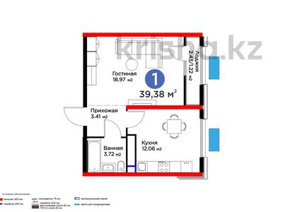 1-комнатная квартира, 39.38 м², 12/12 этаж, Байдибек би 113 за ~ 18.1 млн 〒 в Шымкенте