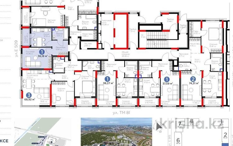 1-бөлмелі пәтер · 36.18 м² · 2/14 қабат, Е 915 19 — 26 ИЮЛЯ КЛЮЧИ, бағасы: 22.4 млн ₸ в Астане, Есильский р-н — фото 5