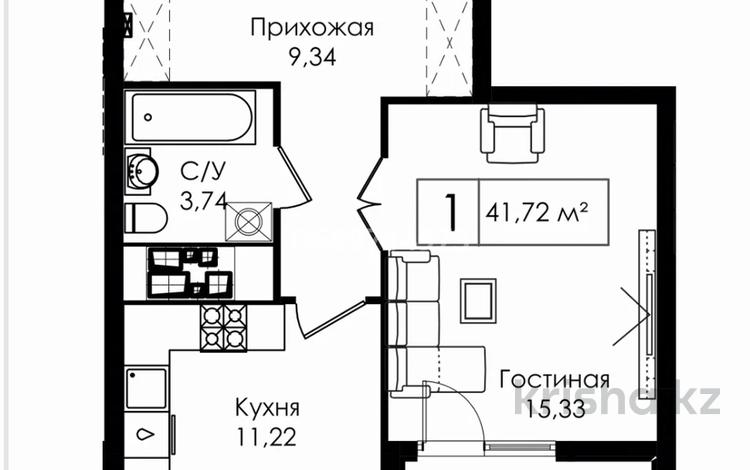 1-комнатная квартира, 41.72 м², 8/20 этаж, Улы Дала за 20 млн 〒 в Астане, Есильский р-н — фото 5
