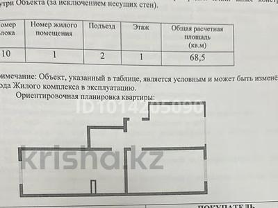 2-комнатная квартира · 68.5 м² · 1/9 этаж, мкр Кайрат 1/1а за 35 млн ₸ в Алматы, Турксибский р-н