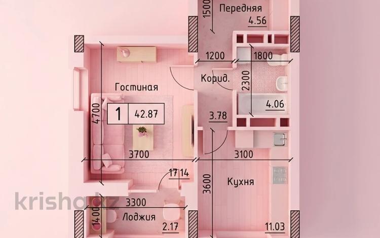 1-комнатная квартира · 46.4 м² · 8/12 этаж, Исмаилова 46 — Парковая за ~ 20.9 млн ₸ в Петропавловске — фото 2