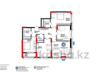 4-комнатная квартира · 125 м² · 3/22 этаж, ​Аль-Фараби 3 за 107 млн ₸ в Астане, Есильский р-н