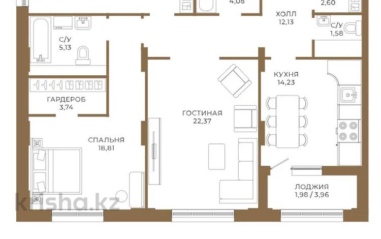 3-бөлмелі пәтер · 100.9 м² · 18/18 қабат, Достык 8/5, бағасы: ~ 70.3 млн ₸ в Астане, Есильский р-н — фото 2