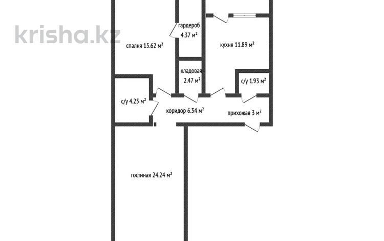 2-комнатная квартира · 74.1 м² · 4/4 этаж, Микрорайон Береке за 31.9 млн ₸ в Костанае — фото 5