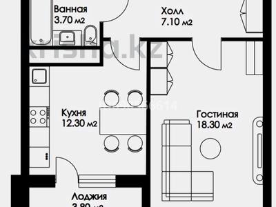 1-комнатная квартира, 43.76 м², Нажимеденова — А 426 за ~ 14.2 млн 〒 в Астане, Алматы р-н