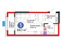 1-бөлмелі пәтер · 30.1 м², мкр Дарабоз, Бауыржана Момышулы 11/12а, бағасы: ~ 25.8 млн ₸ в Алматы, Алатауский р-н — фото 3