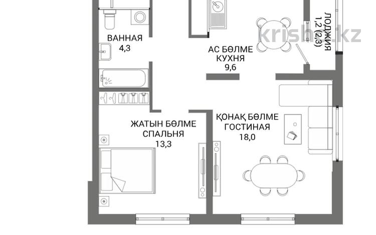 2-комнатная квартира · 60.7 м² · 4/16 этаж, Мангилик Ел 74 — БЕЗ КОМИССИИ! Выбор по этажам! за ~ 32.6 млн ₸ в Астане — фото 6