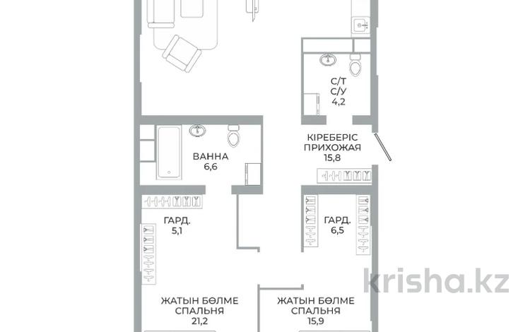 3-бөлмелі пәтер · 120 м² · 10 қабат, Аль-Фараби 41, бағасы: 116 млн ₸ в Алматы, Бостандыкский р-н — фото 2