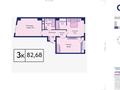 3-бөлмелі пәтер · 82.68 м² · 9/10 қабат, Туран 89/3, бағасы: 29.8 млн ₸ в Астане