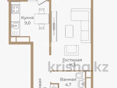 1-бөлмелі пәтер, 35.1 м², 4/12 қабат, Казыбек би — Mercedes-Benz центр Туран, бағасы: 14 млн 〒 в Астане, Нура р-н