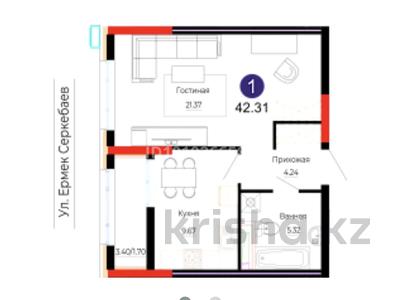 1-комнатная квартира · 42 м² · 6 этаж, Е 882 7 за 23.5 млн 〒 в Астане, Сарыарка р-н