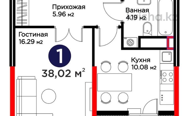 1-бөлмелі пәтер · 38.2 м² · 8/9 қабат, Е 908 23, бағасы: 26 млн ₸ в Астане, Нура р-н — фото 2