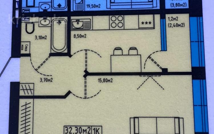 1-бөлмелі пәтер · 32.3 м² · 3/9 қабат, Е-128 2, бағасы: 11.8 млн ₸ в Астане, Нура р-н — фото 2