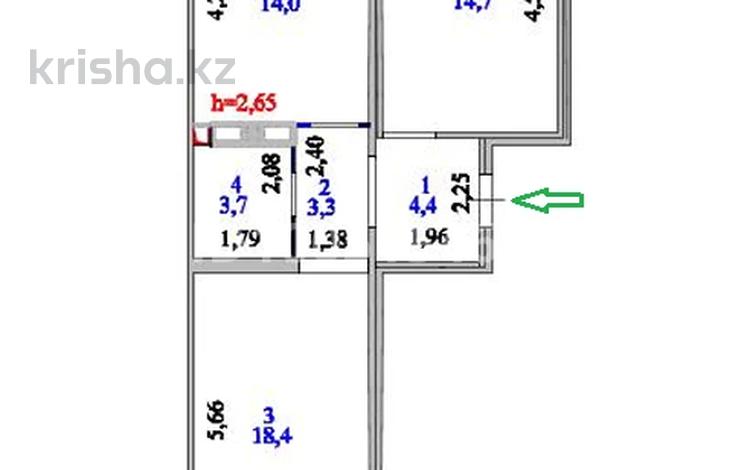 2-комнатная квартира · 60 м² · 8/16 этаж, Бейбарыс Султан 31 — Лучшая планировка - распашонка. Вид на парк Коктал. за 28.5 млн 〒 в Астане, Сарыарка р-н — фото 7