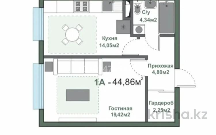 1-комнатная квартира · 45 м² · 5/5 этаж, мкр Нуршашкан (Колхозши), Алатау за 27.7 млн ₸ в Алматы, Турксибский р-н — фото 2