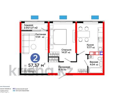 2-комнатная квартира · 58 м² · 7 этаж, ​Туркия — С РЕМОНТОМ за ~ 29.2 млн 〒 в Шымкенте, Каратауский р-н