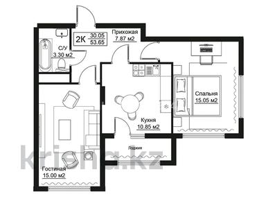 2-комнатная квартира · 54 м² · 7/12 этаж, Иртышская 3 — Семей коркем за 38 млн ₸