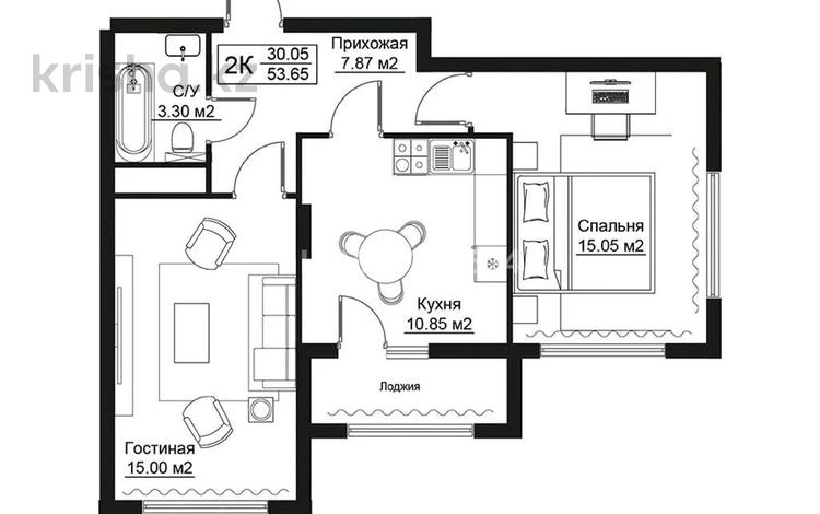 2-комнатная квартира · 54 м² · 7/12 этаж, Иртышская 3 — Семей коркем за 38 млн ₸ — фото 2
