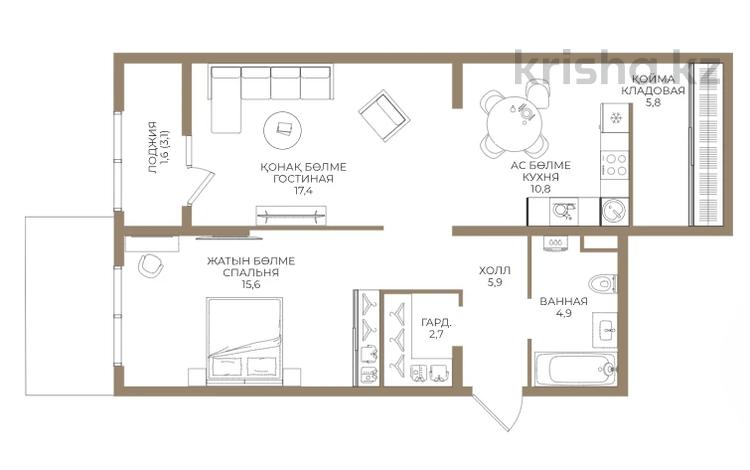 2-бөлмелі пәтер · 65 м² · 3/9 қабат, Ботакоз 5 — ⭐БЕЗ КОМИССИИ⭐, бағасы: ~ 35.9 млн ₸ в Алматы, Алатауский р-н — фото 2