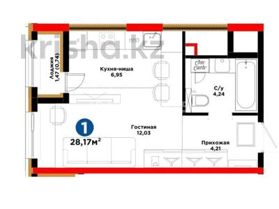 1-бөлмелі пәтер · 28 м² · 10/12 қабат, Е 908 23 — Ұлыдала, бағасы: 22 млн ₸ в Астане, Нура р-н