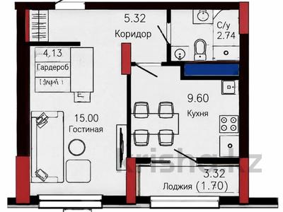 1-комнатная квартира · 35.83 м² · 9/9 этаж, Улы Дала 28 за 23.5 млн ₸ в Астане, Нура р-н