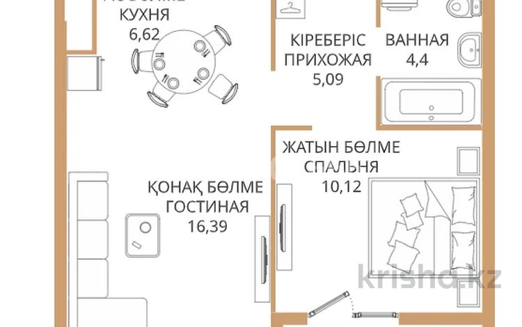 2-комнатная квартира, 44 м², Манаса 109а — Пятно 18 за 47 млн 〒 в Алматы, Алмалинский р-н — фото 2