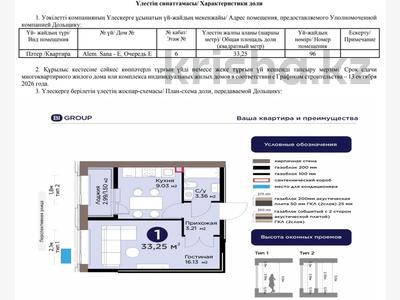 1-бөлмелі пәтер · 33.25 м² · 6/12 қабат, Е 101 5, бағасы: 23 млн ₸ в Астане, Нура р-н