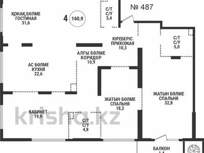 4-комнатная квартира · 160 м² · 18/19 этаж, Аль-Фараби 41 за 150 млн ₸ в Алматы, Бостандыкский р-н