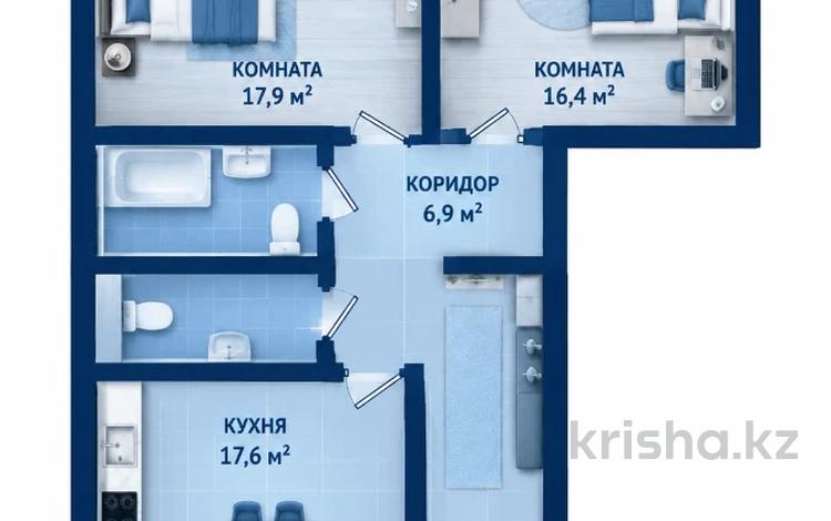 3-бөлмелі пәтер · 80.2 м² · 9/9 қабат, Каирбекова 83, бағасы: ~ 34.5 млн ₸ в Костанае — фото 4