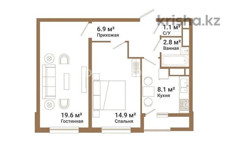 2-комнатная квартира, 54.2 м², 3/9 этаж, Райымбек батыра за 27 млн 〒 в  — фото 2