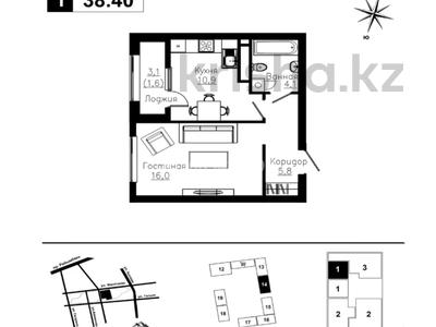 1-комнатная квартира · 38.4 м² · 7/12 этаж, Ауэзова 3г/2 за ~ 38 млн ₸ в Алматы, Алмалинский р-н