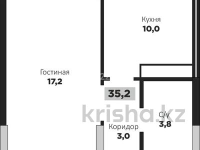 1-комнатная квартира · 35.2 м² · 7/16 этаж, Н. Тлендиева 52 за 13.3 млн 〒 в Астане, Сарыарка р-н