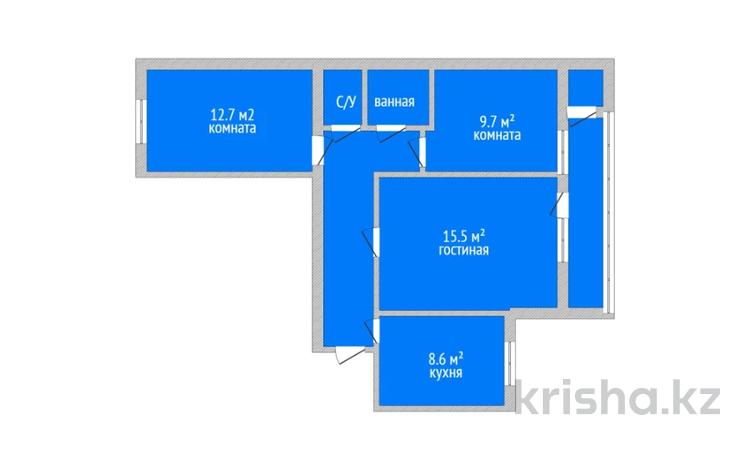 3-комнатная квартира, 62.1 м², 6/10 этаж, Абая 68 за 23 млн 〒 в Костанае — фото 3