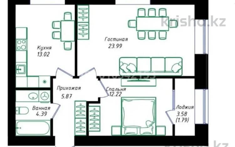 2-бөлмелі пәтер · 61.28 м² · 11/12 қабат, Улы Дала 38а, бағасы: 36.5 млн ₸ в Астане, Нура р-н — фото 2