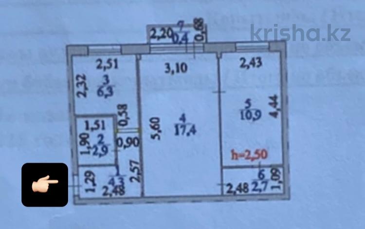 2-комнатная квартира · 44.9 м² · 5/5 этаж, Женис 20 за 16.5 млн ₸ в Астане, Сарыарка р-н — фото 2