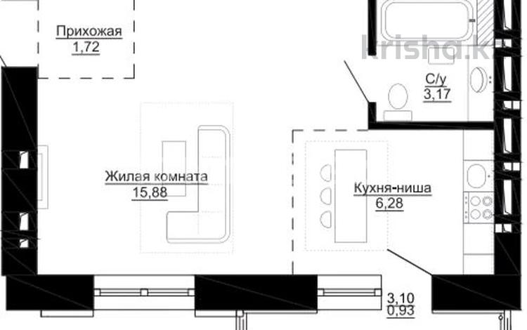 1-бөлмелі пәтер · 28 м² · 4/9 қабат, Шоссе Коргалжын, бағасы: 14 млн ₸ в Астане, Нура р-н — фото 2