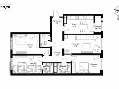 4-бөлмелі пәтер · 119 м² · 11/12 қабат, Нұркент ш/а, Турара Рыскулова 2Б/1, бағасы: 94 млн ₸ в Алматы, Алатауский р-н