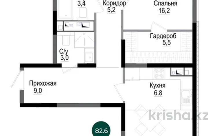 3-бөлмелі пәтер · 82 м² · 6/18 қабат, Жандосова 94А, бағасы: 46 млн 〒 в Алматы, Бостандыкский р-н — фото 2