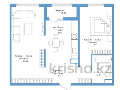 2-бөлмелі пәтер · 52.8 м² · 7/9 қабат, Райымбека 590/16 — Без комиссии, бағасы: ~ 26.4 млн ₸ в Алматы, Наурызбайский р-н