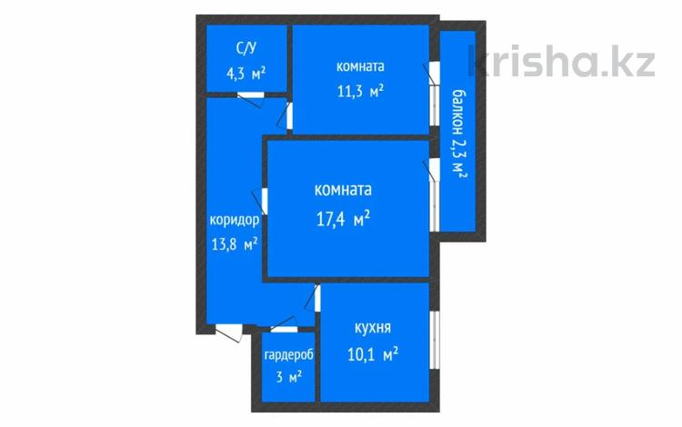 2-бөлмелі пәтер · 62.2 м² · 8/9 қабат, сейфуллина 2а, бағасы: 29 млн ₸ в Костанае — фото 3
