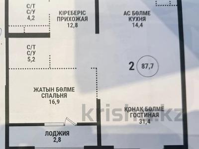 2-бөлмелі пәтер · 87.4 м² · 5/9 қабат, Аль-Фараби 69в, бағасы: ~ 154 млн ₸ в Алматы, Бостандыкский р-н