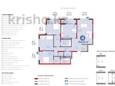 4-комнатная квартира · 154 м² · 19/20 этаж, Бухар жырау 26 за 214 млн ₸ в Астане, Есильский р-н