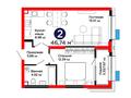 2-бөлмелі пәтер · 46.74 м², ул. Ш. Калдаякова, бағасы: ~ 25.2 млн ₸ в Шымкенте — фото 3