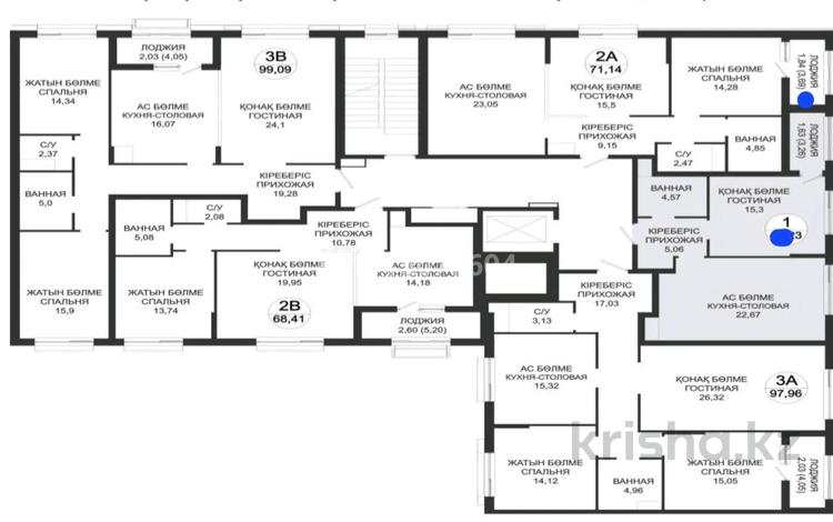 1-комнатная квартира · 52 м² · 3/6 этаж, По ул. Ханов Керея и Жанибека, напротив Президентского парка 48 за 45 млн ₸ в Астане, Сарайшык р-н — фото 2