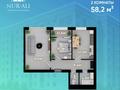 2-бөлмелі пәтер · 58.2 м² · 6/8 қабат, 5-73а 73а — 5-73 артында, Бурынгы мангыстау гараж орнына, бағасы: 13.4 млн ₸ в Жанаозен — фото 3