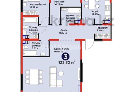 3-комнатная квартира · 123 м² · 3/9 этаж, Серкебаев 56 за 165 млн ₸ в Алматы, Бостандыкский р-н