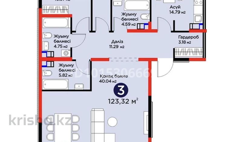 3-комнатная квартира · 123 м² · 3/9 этаж, Серкебаев 56 за 165 млн ₸ в Алматы, Бостандыкский р-н — фото 2